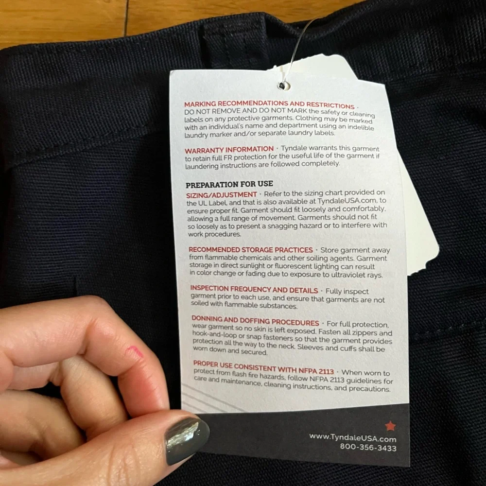 NWT Tyndale Fire resistant work pants in Navy color, size 38x30